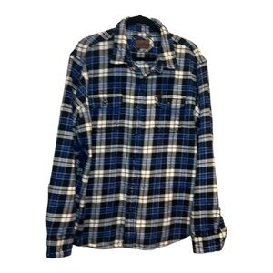 Orvis Blue Plaid Heavy Weight Cotton Flannel Shirt Men’s size XL